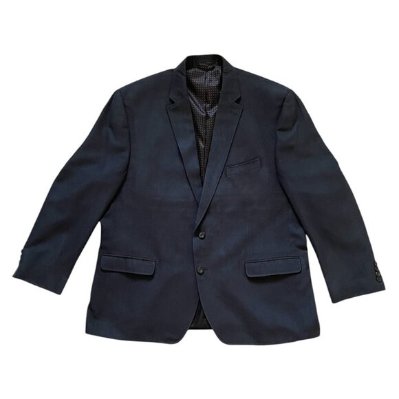 Chaps Blazer Mens 50R Polyester Navy Blue Suit Two Button Jacket Sport Coat - Picture 1 of 8